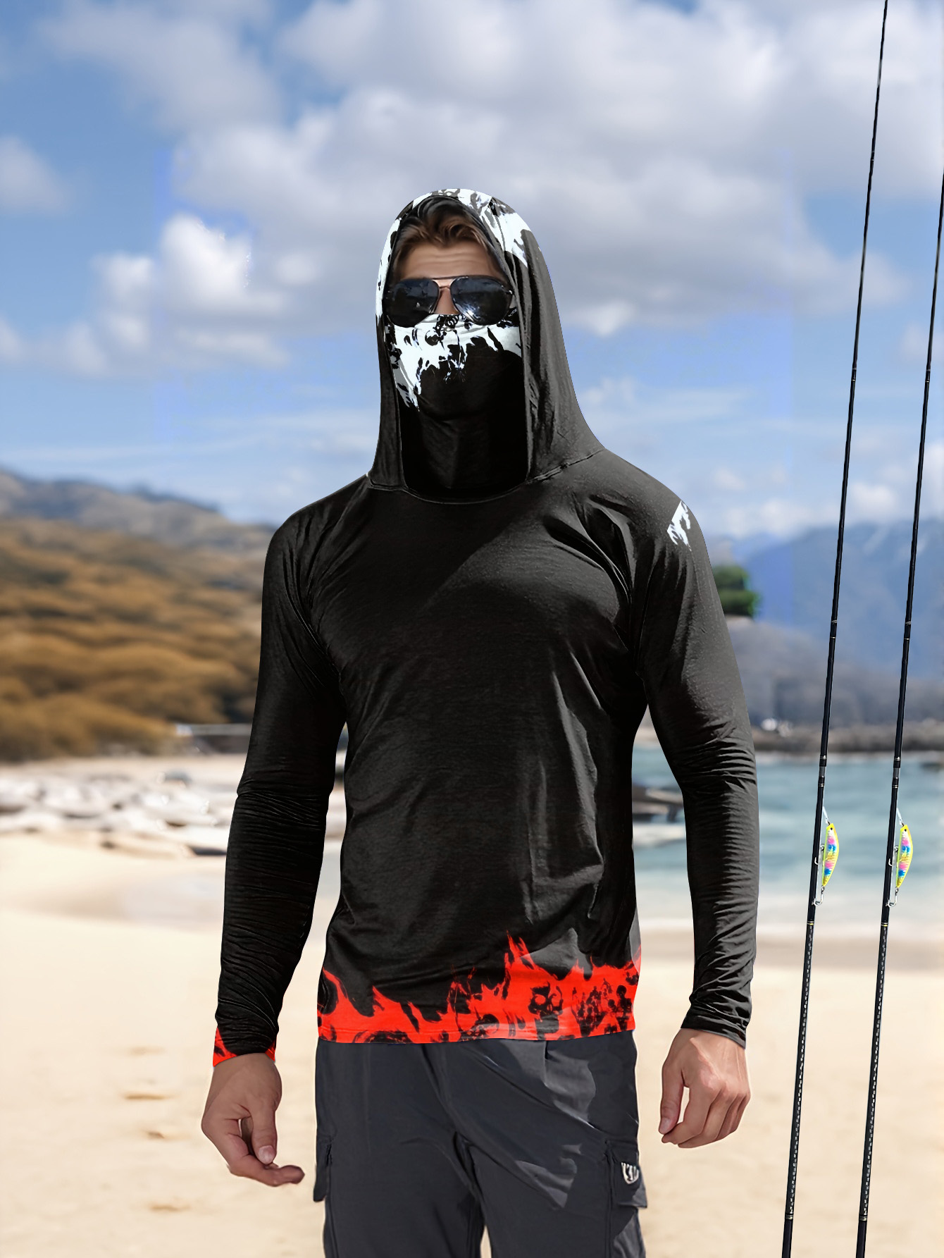 Fishing Hoodie - Men Hood Fishing Shirt long sleeve
