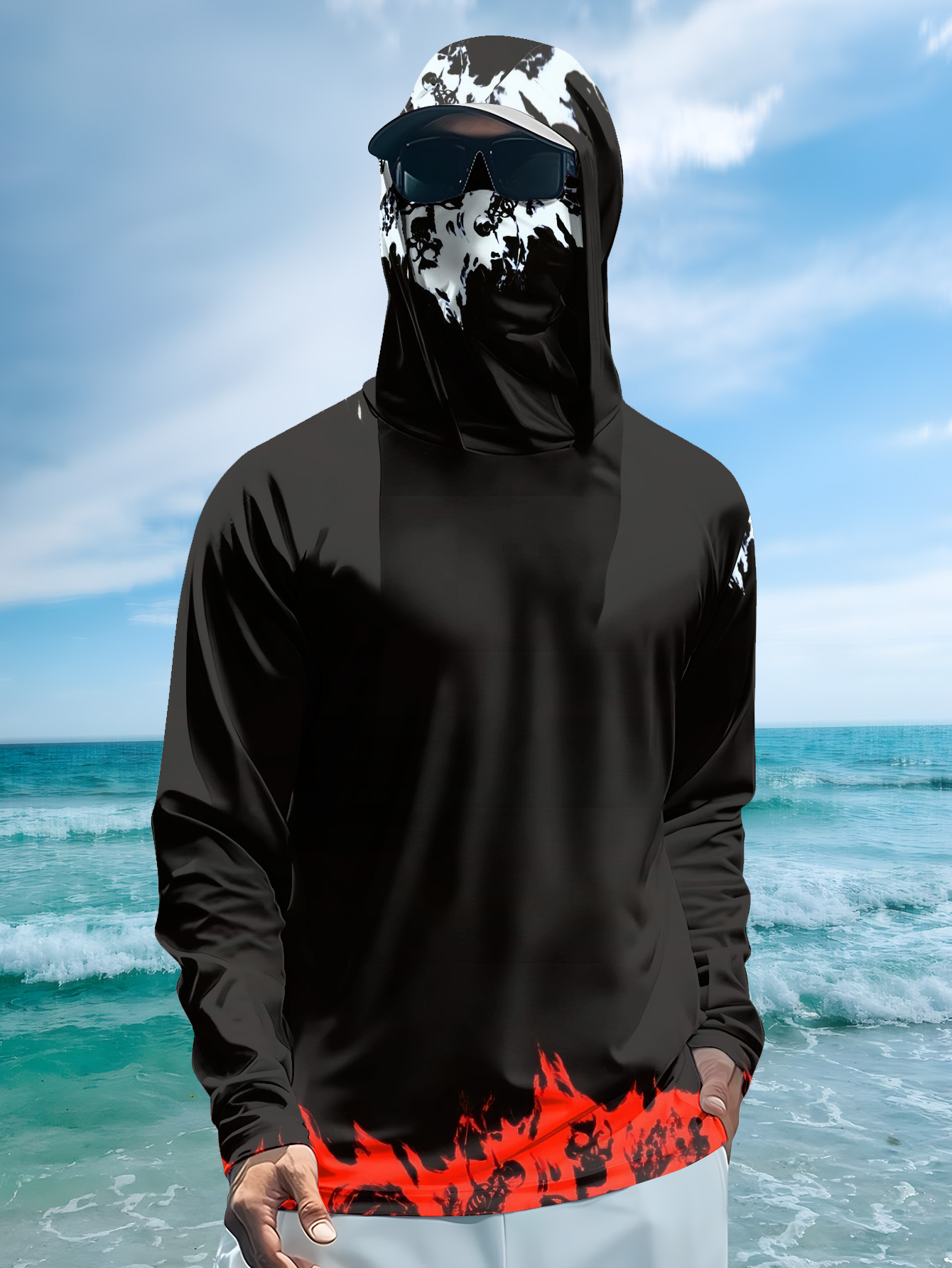 Men Hood Fishing Shirt long sl - Fishing Hoodie ulasan dan harga